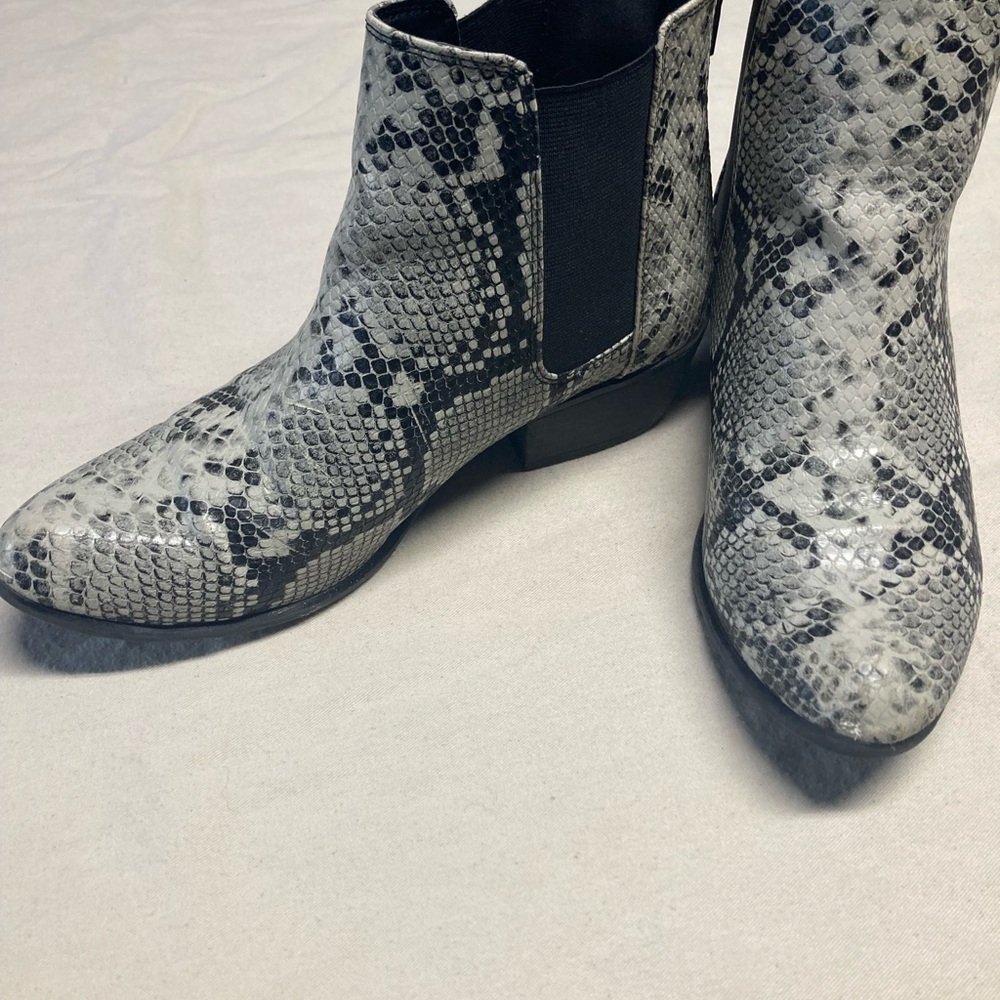 Snakeskin Ankle Boots - Black and Gray
